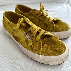 Superga Gold/green velvet sneakers - size 38 (us 7.5)